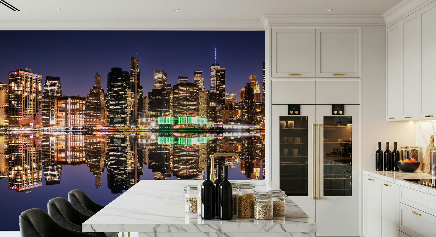 City Lights Reflection Wall Mural