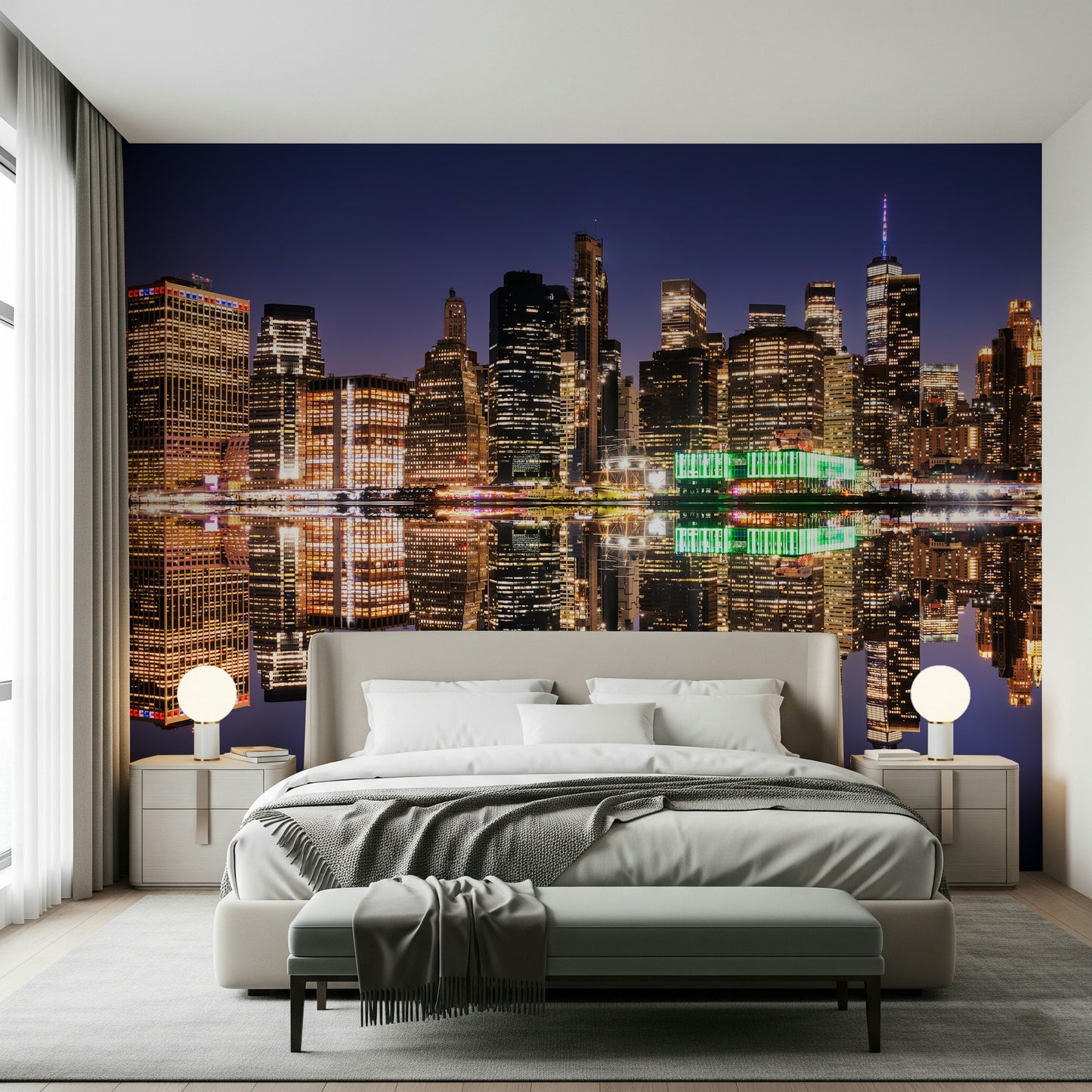 City Lights Reflection Wall Mural