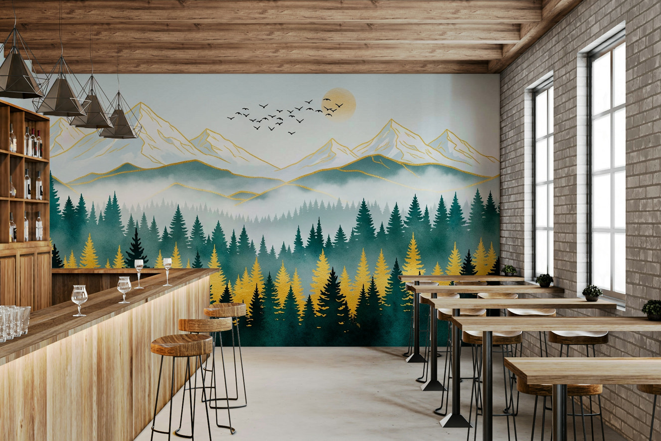 Golden Peaks Wall Mural