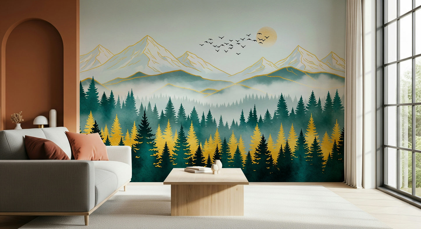 Golden Peaks Wall Mural