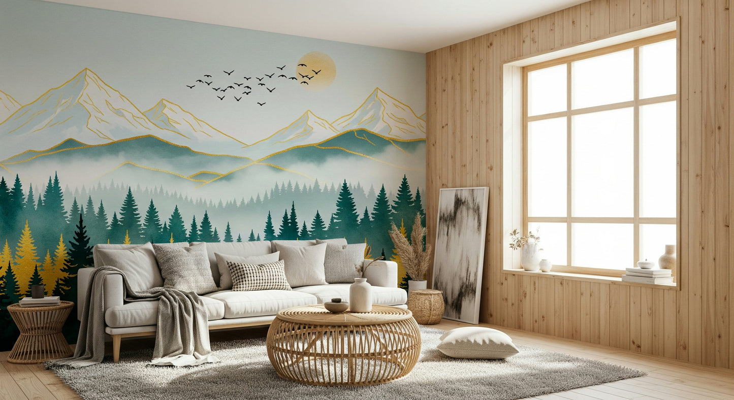 Golden Peaks Wall Mural