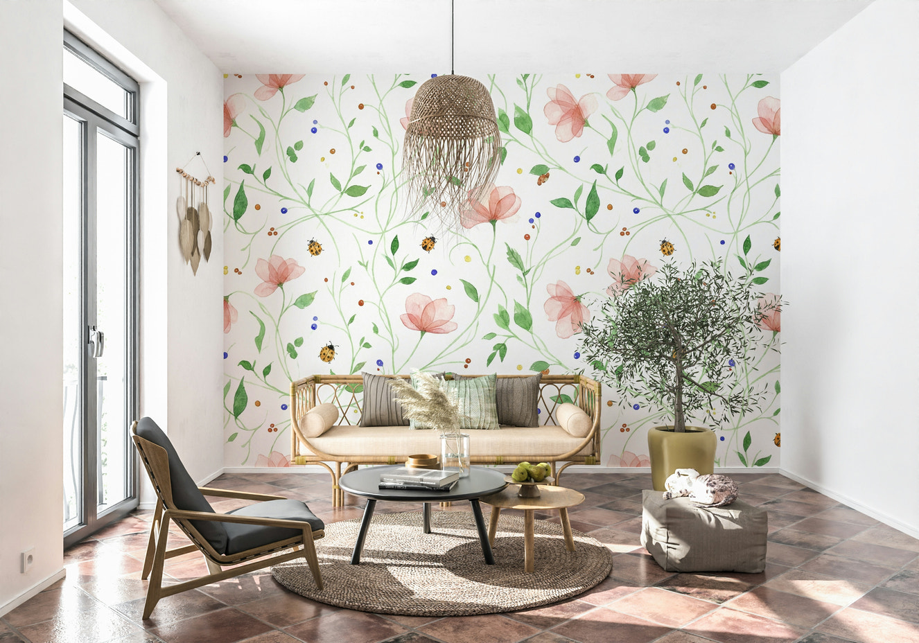 Ladybug Bloom Wall Mural