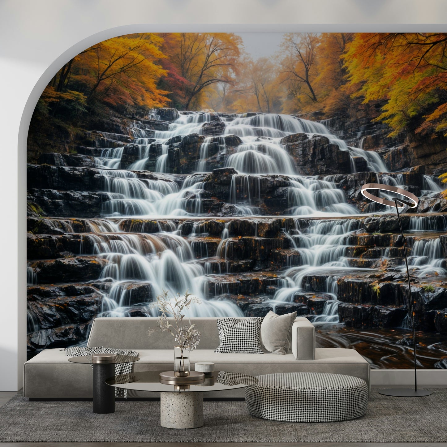 Autumn Waterfall Wall Mural