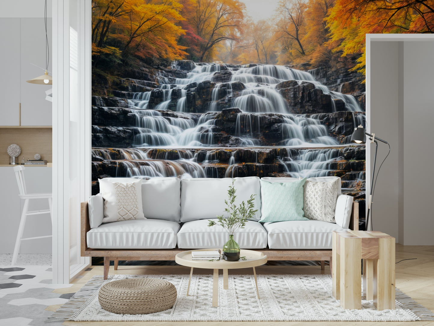 Autumn Waterfall Wall Mural