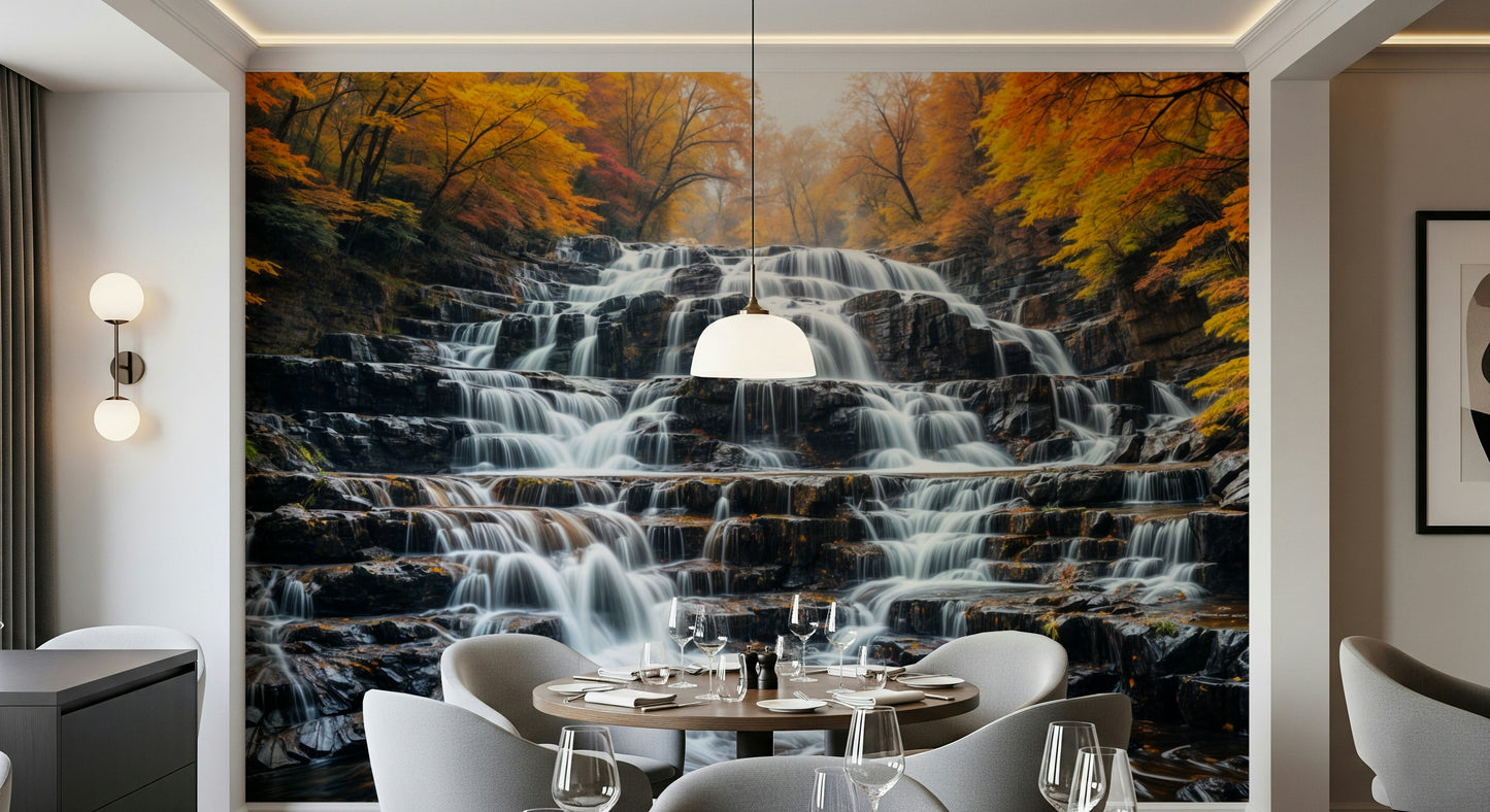 Autumn Waterfall Wall Mural