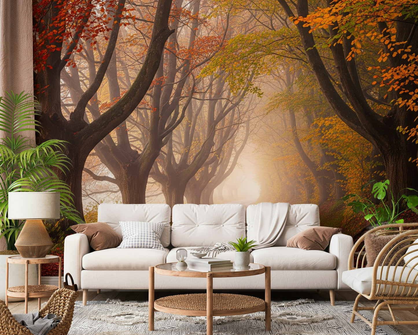 Autumnal Road Serenity Wall Mural
