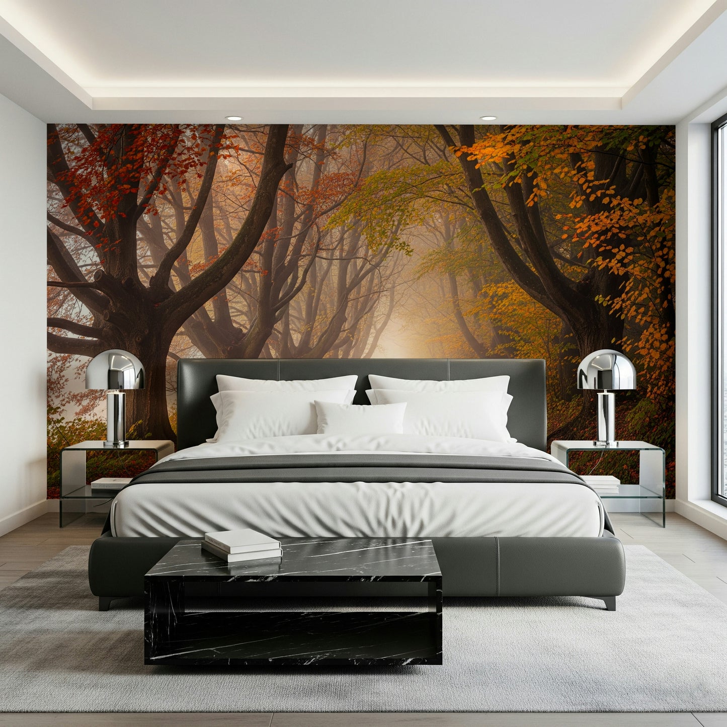 Autumnal Road Serenity Wall Mural