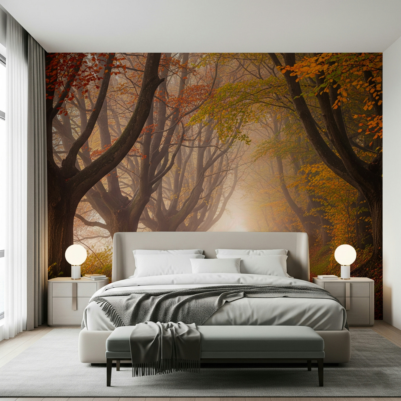 Autumnal Road Serenity Wall Mural
