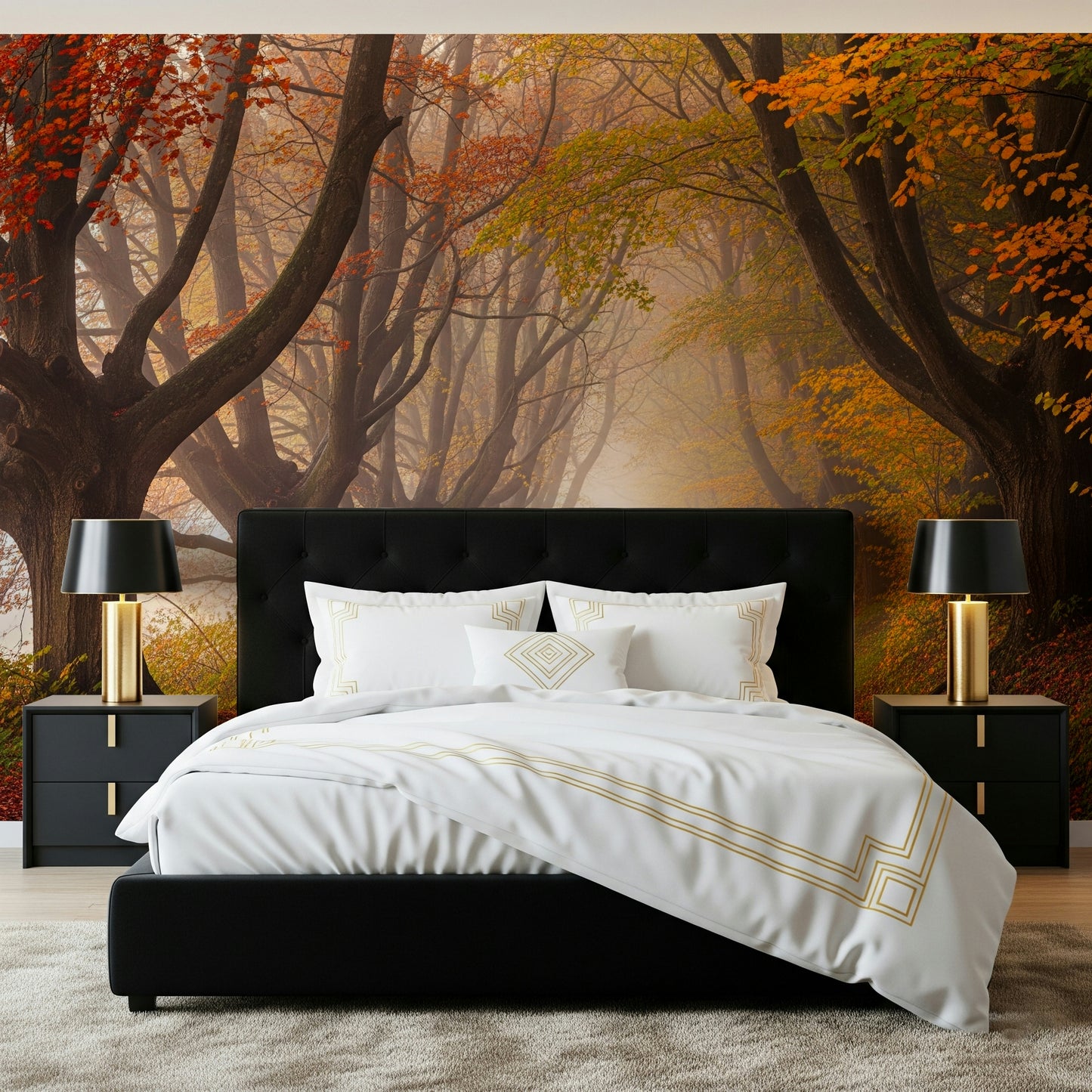 Autumnal Road Serenity Wall Mural
