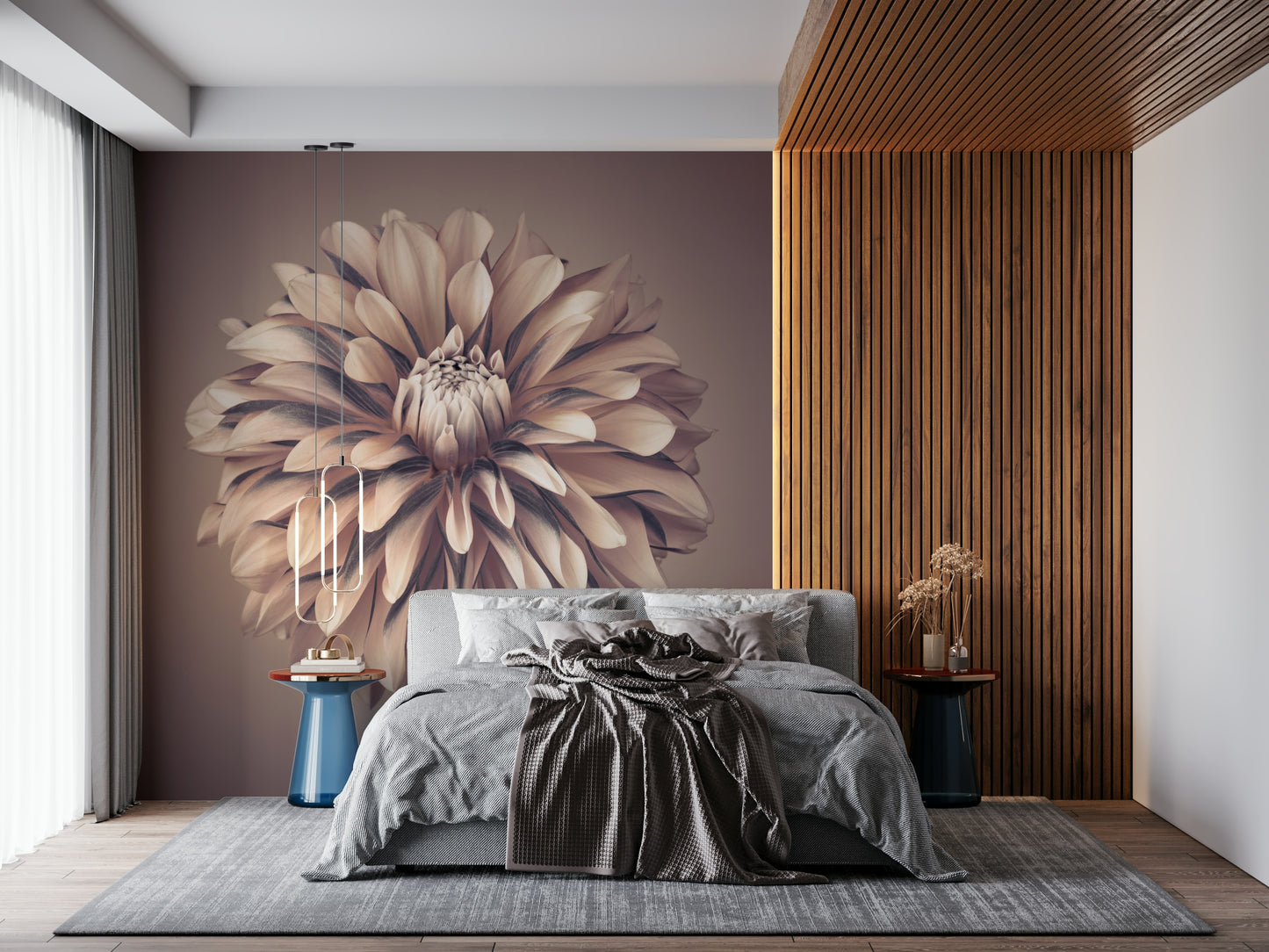 Soft Vintage Dahlia Wall Mural