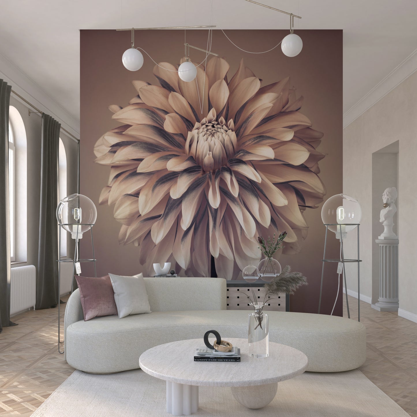 Soft Vintage Dahlia Wall Mural