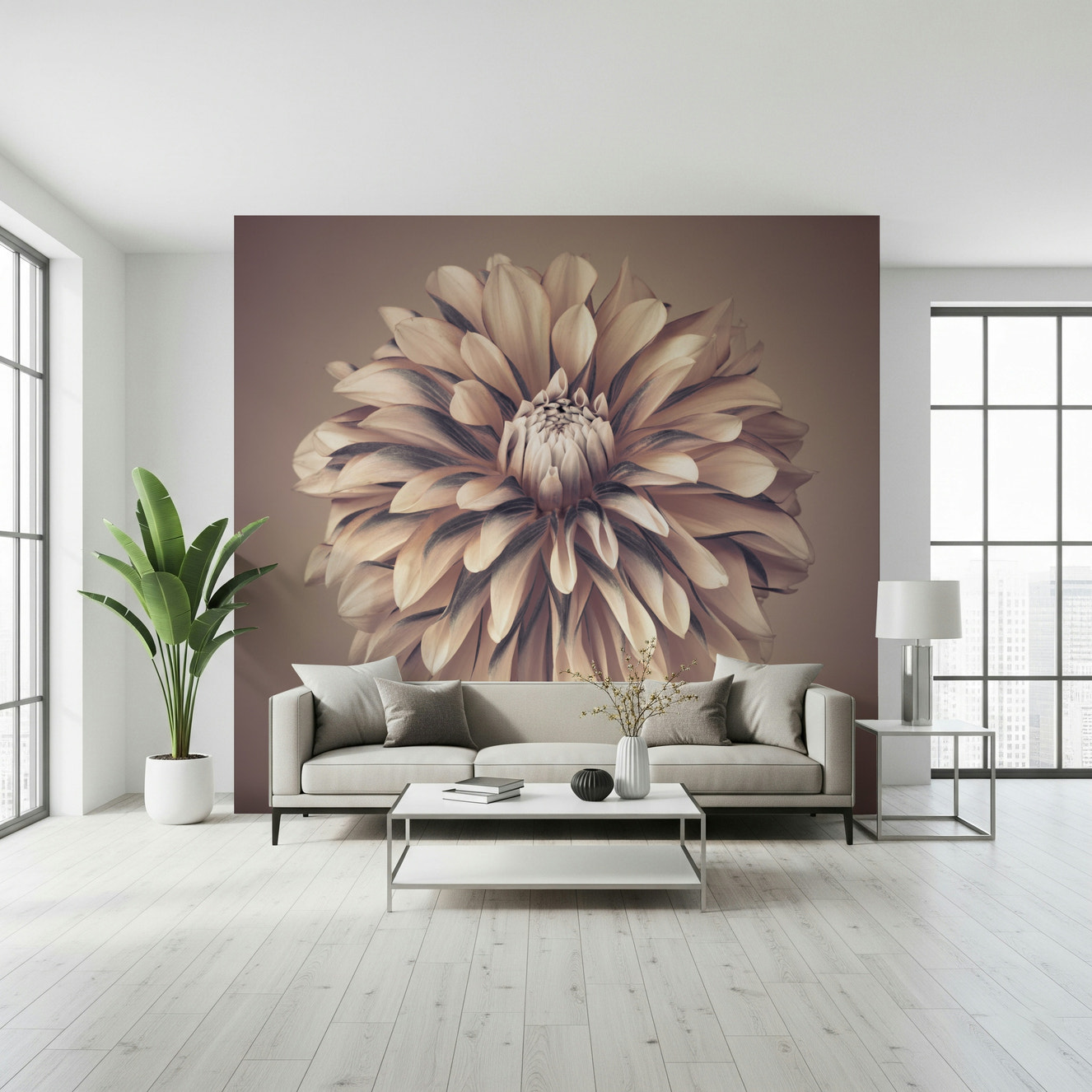 Soft Vintage Dahlia Wall Mural