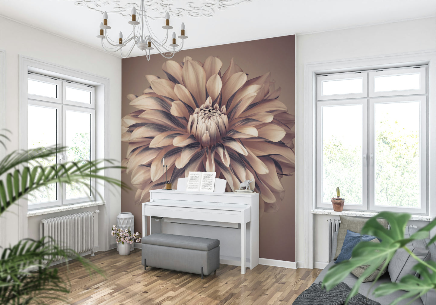 Soft Vintage Dahlia Wall Mural