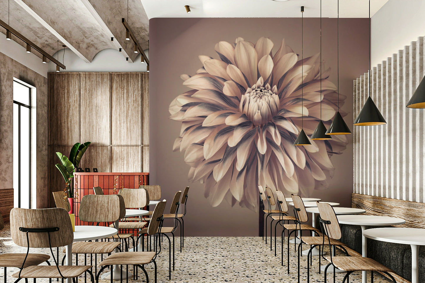 Soft Vintage Dahlia Wall Mural