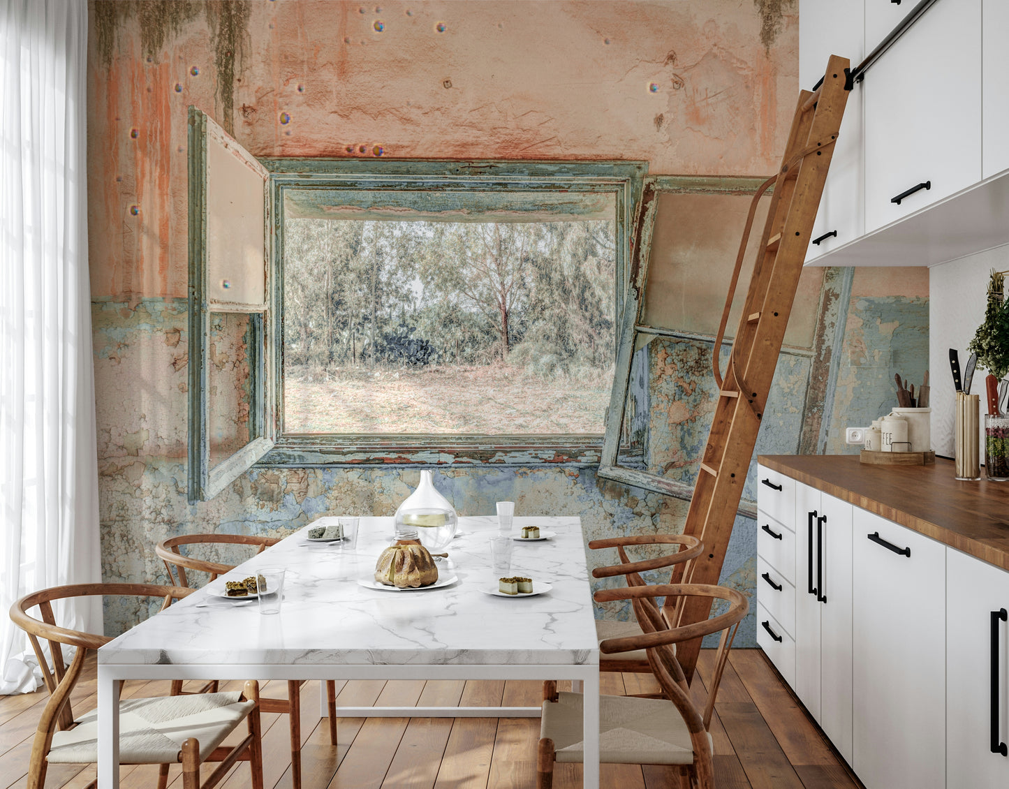 Rustic Window Wall Mural