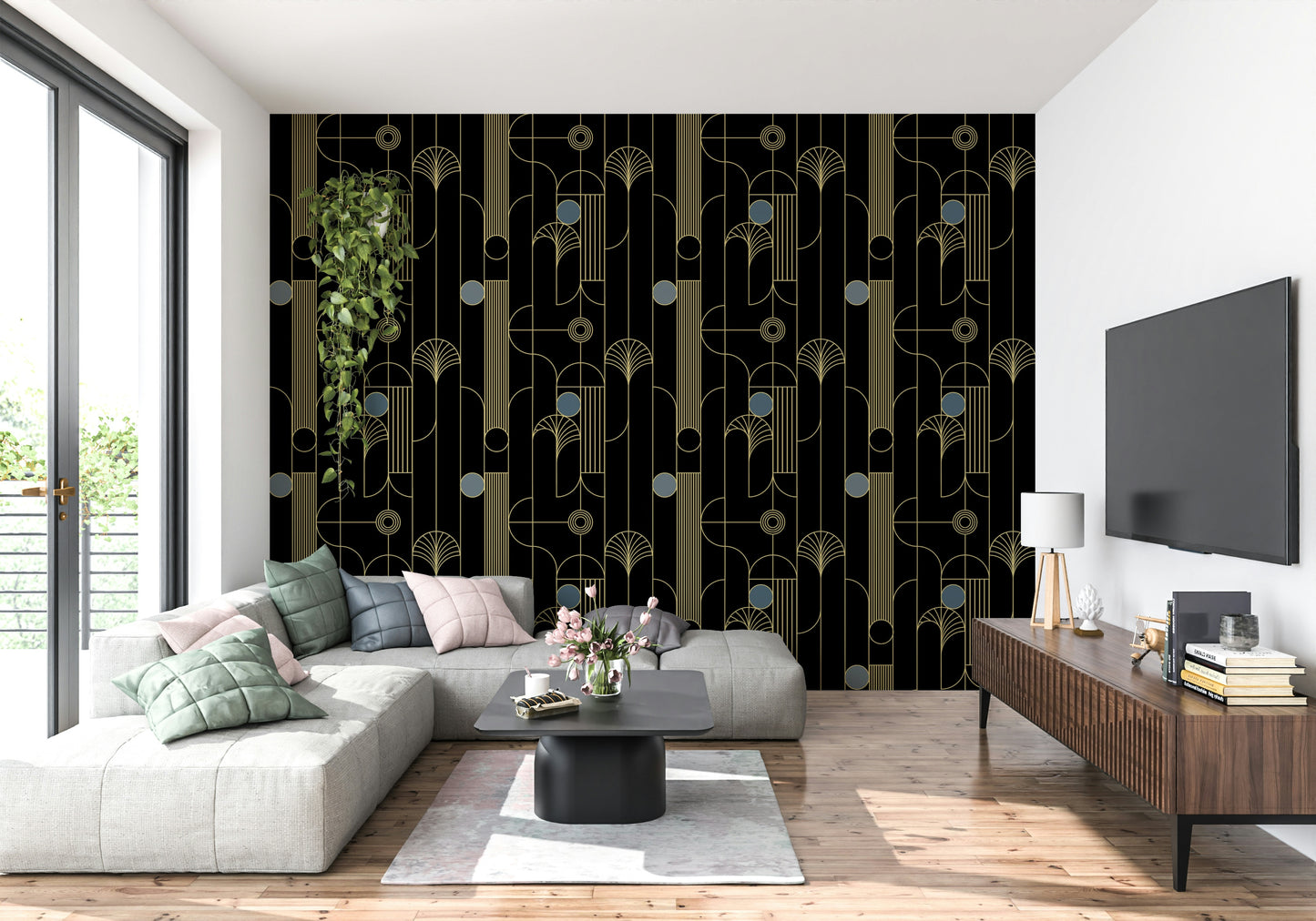 Golden Arcadia Harmony Deco Wallpaper⁠