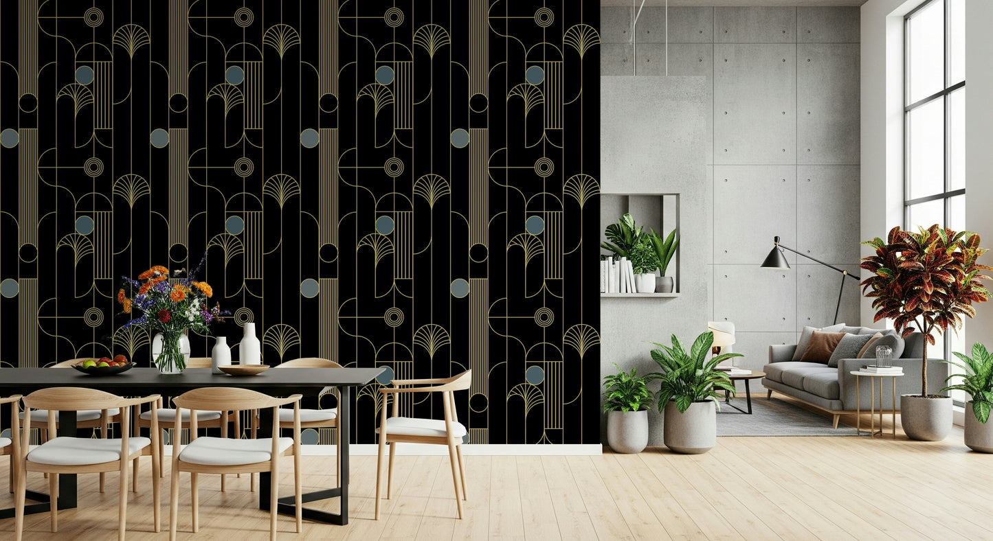 Golden Arcadia Harmony Deco Wallpaper⁠