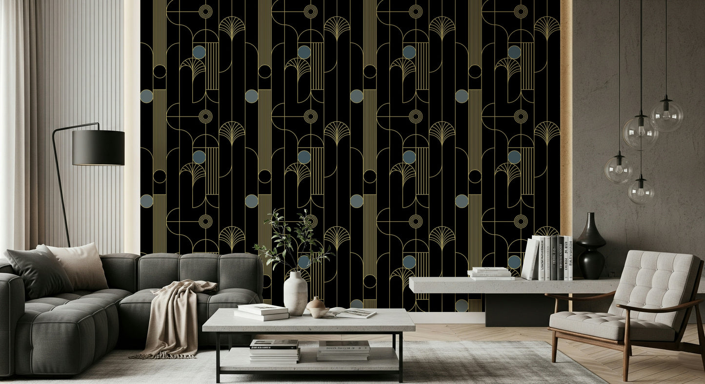 Golden Arcadia Harmony Deco Wallpaper⁠