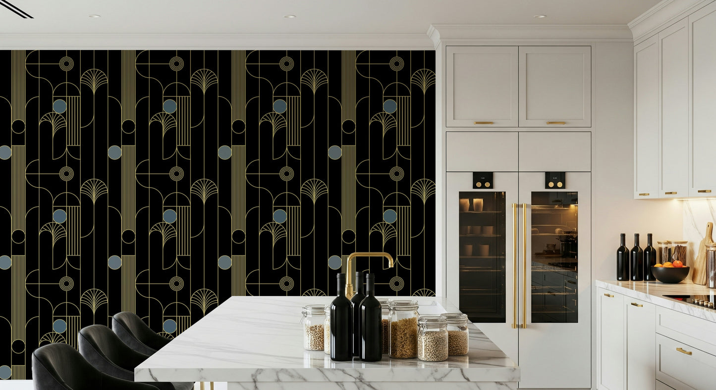 Golden Arcadia Harmony Deco Wallpaper⁠