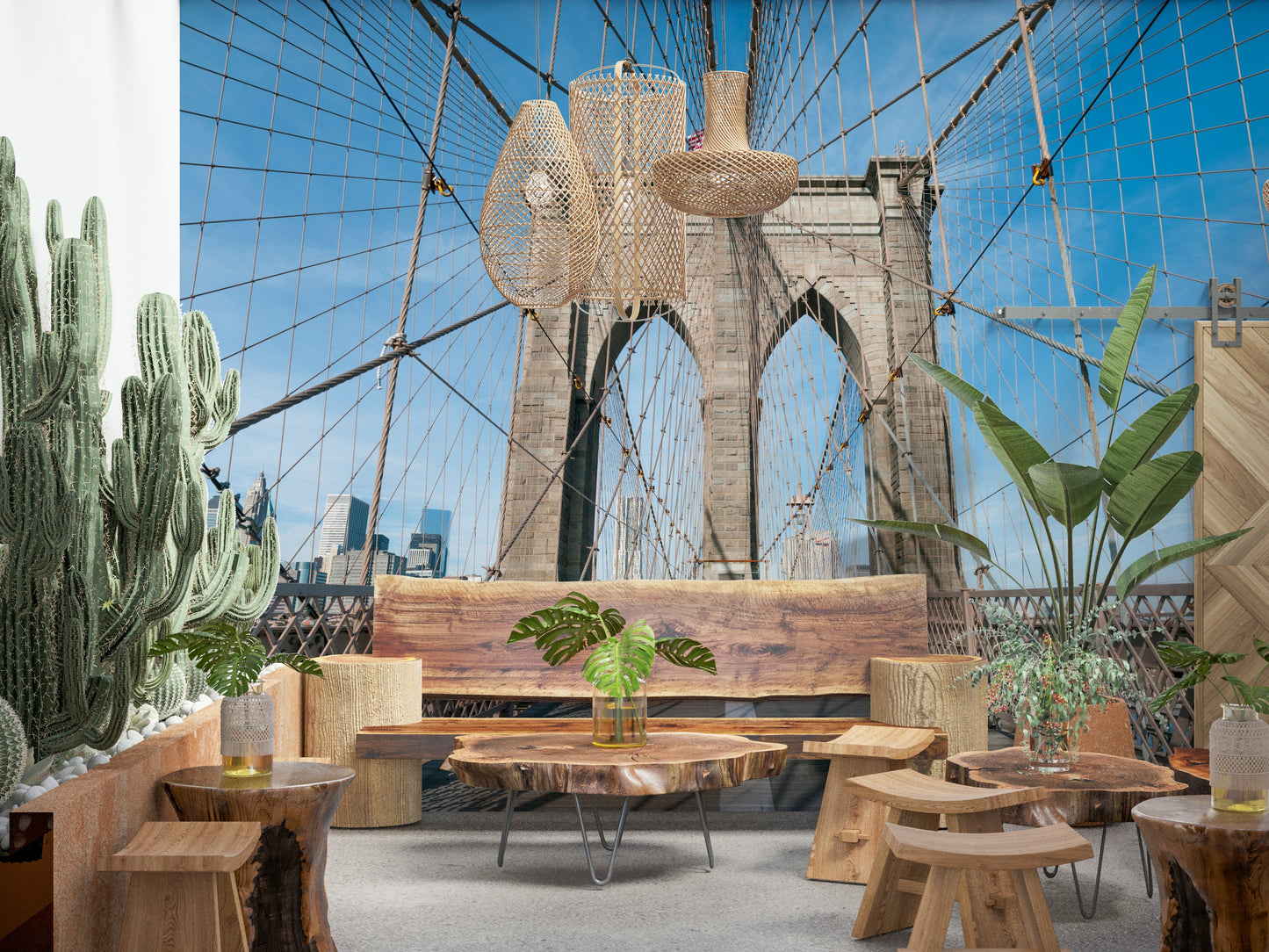 Strolling Across the Brooklyn Bridge Wall Mural