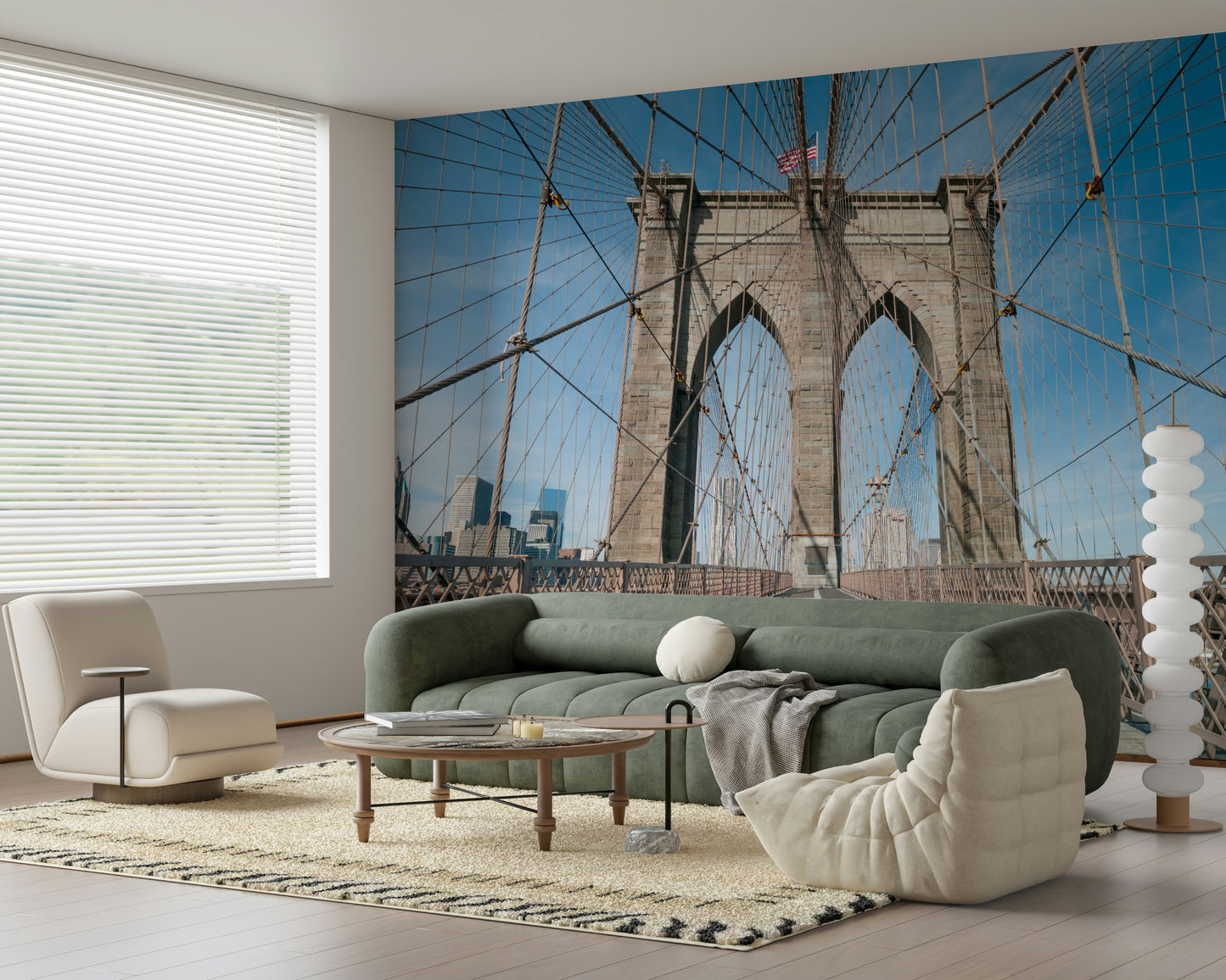 Strolling Across the Brooklyn Bridge Wall Mural