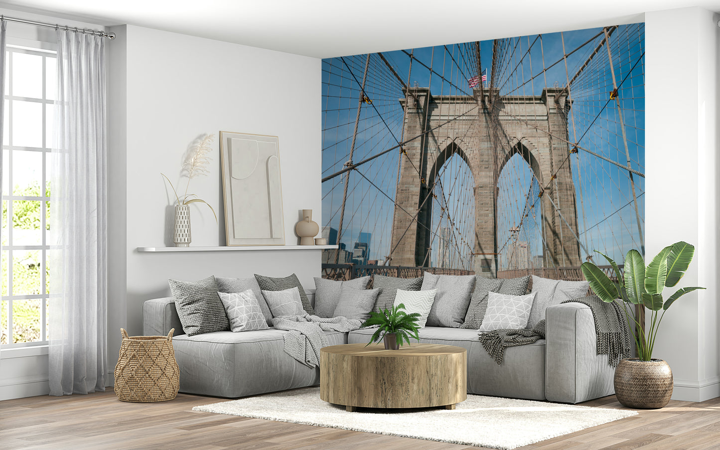Strolling Across the Brooklyn Bridge Wall Mural