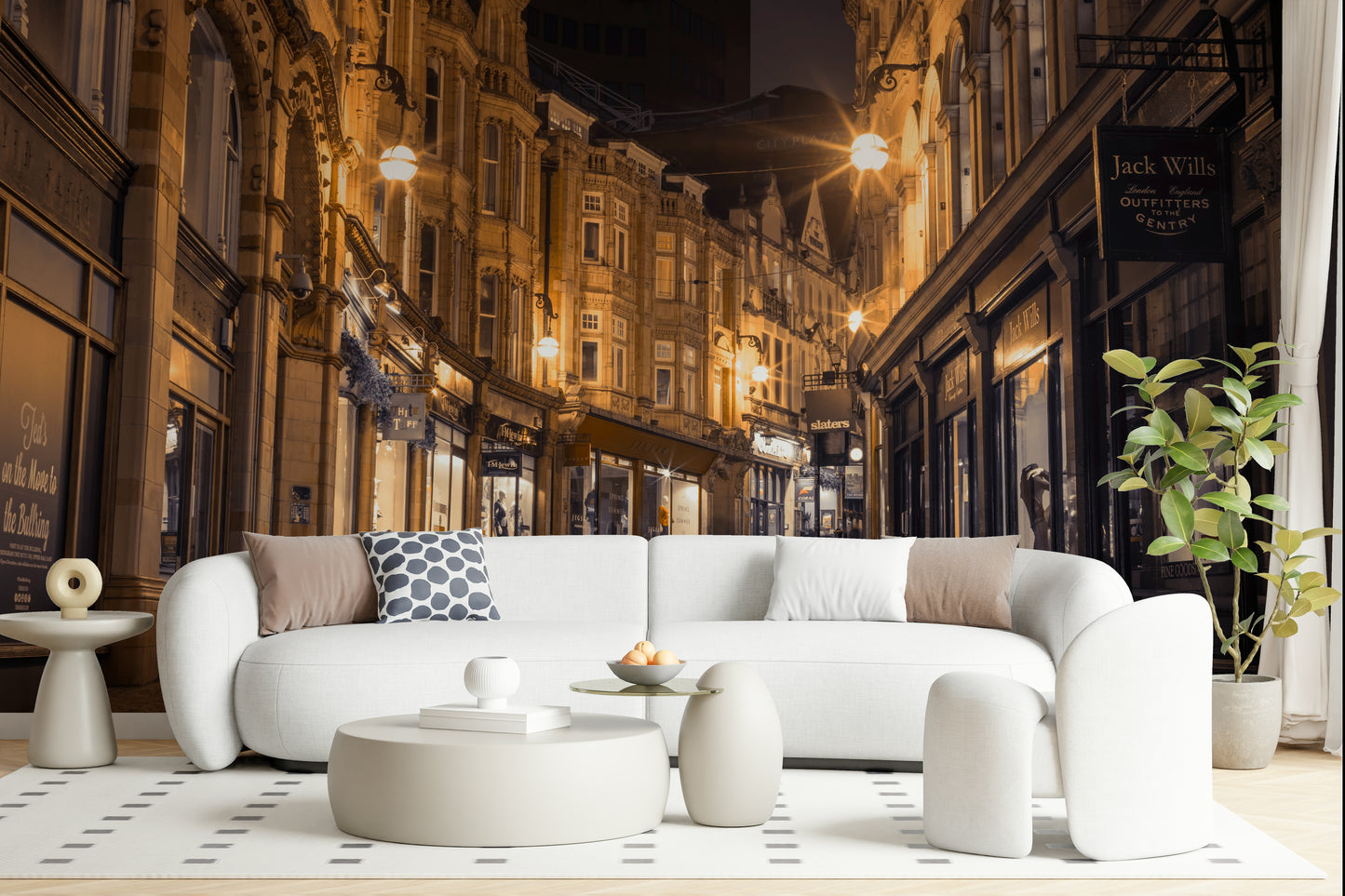 Cobblestone Street Nights Wall Mural