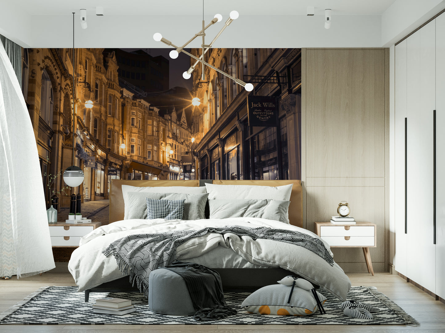 Cobblestone Street Nights Wall Mural