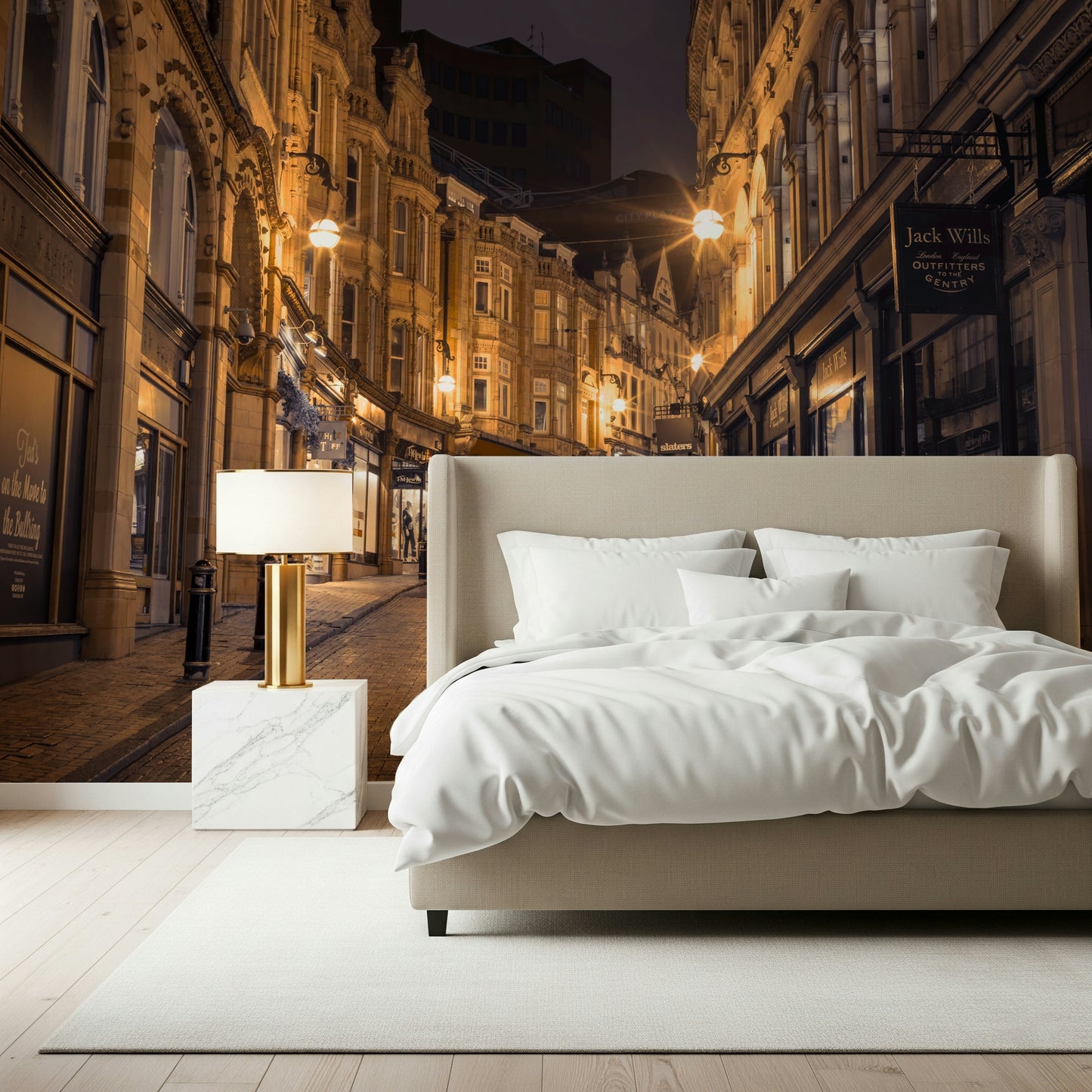 Cobblestone Street Nights Wall Mural