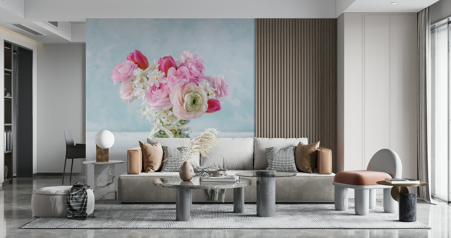 Pink Floral Bloom Wall Mural