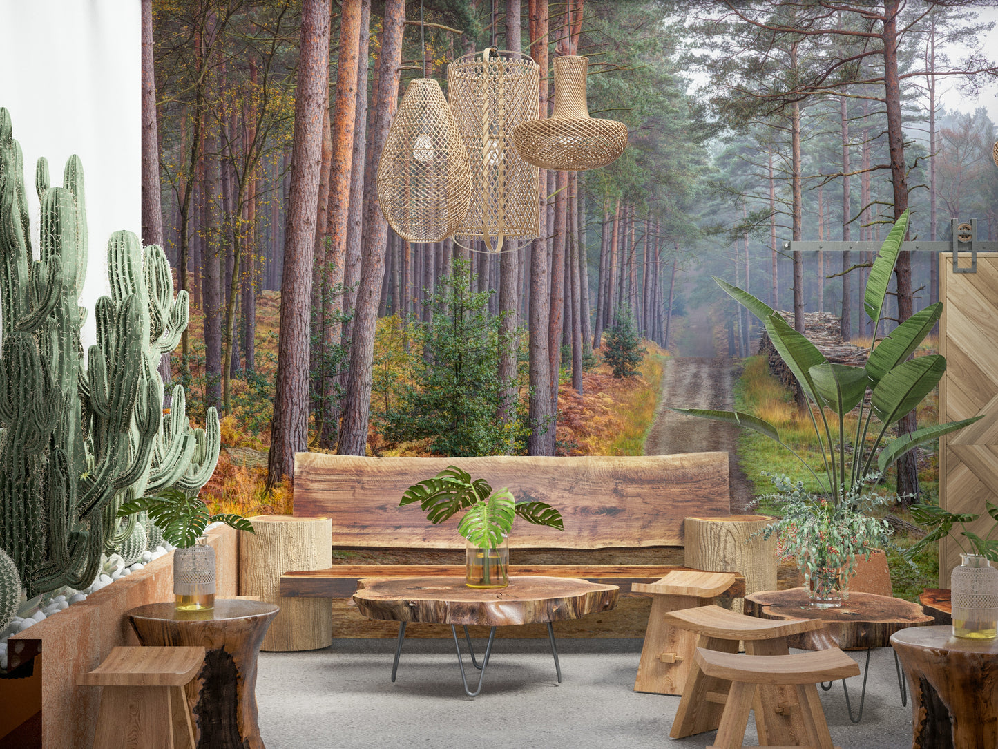 Serene Road Through Autumn Splendor Wall Mural