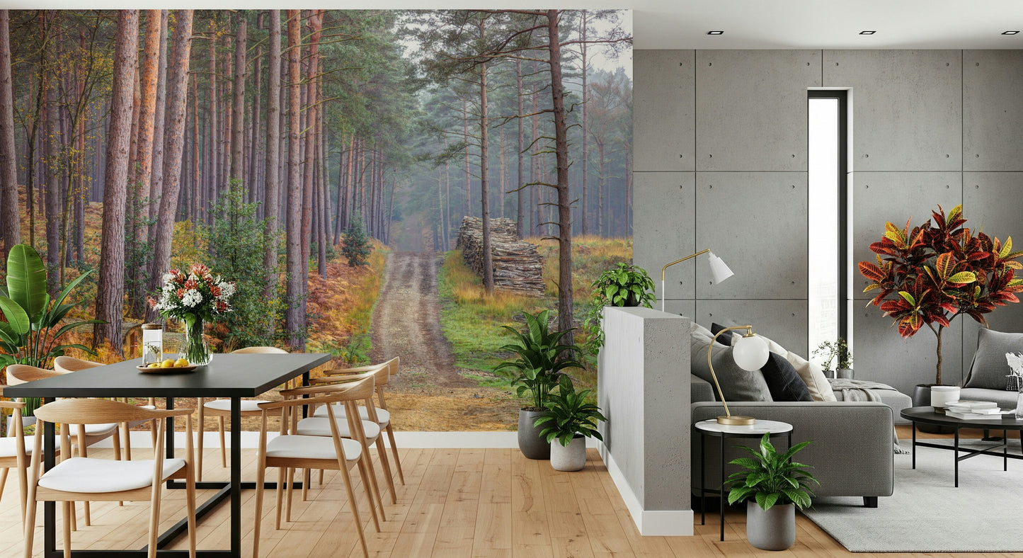 Serene Road Through Autumn Splendor Wall Mural