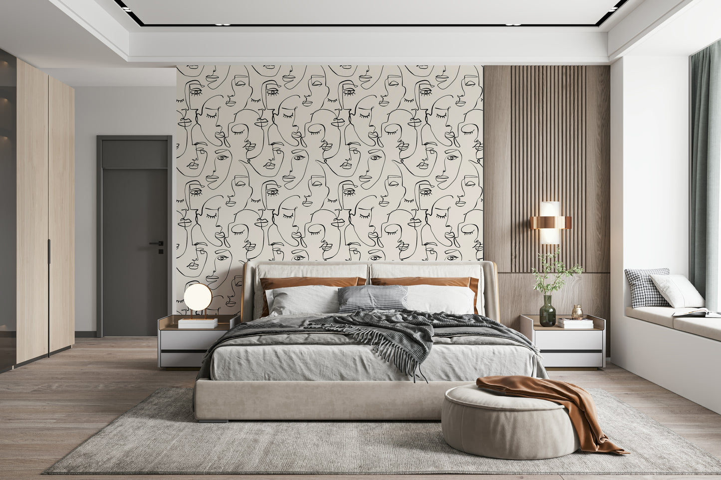 Abstrakte Gesichter als Strichzeichnung – Hintergrundbild