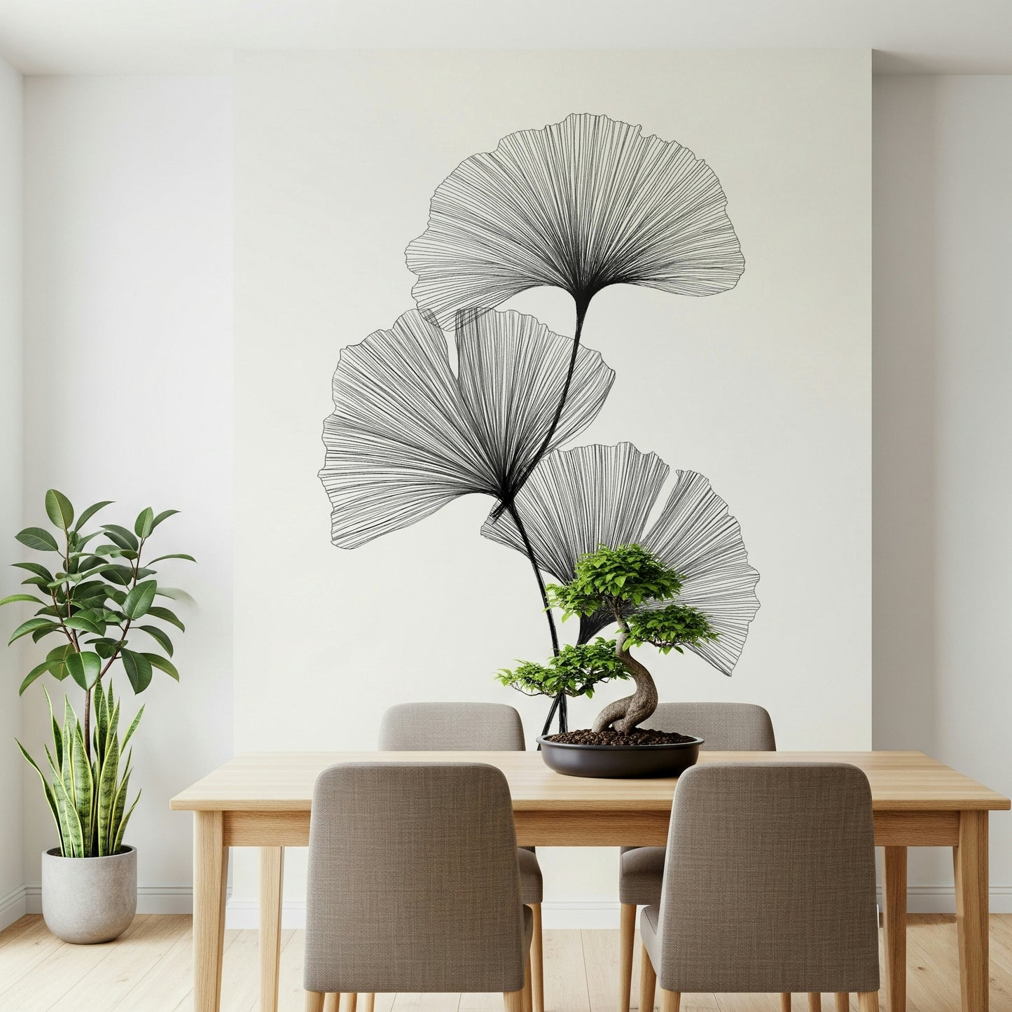 Ginkgo Line Wall Mural