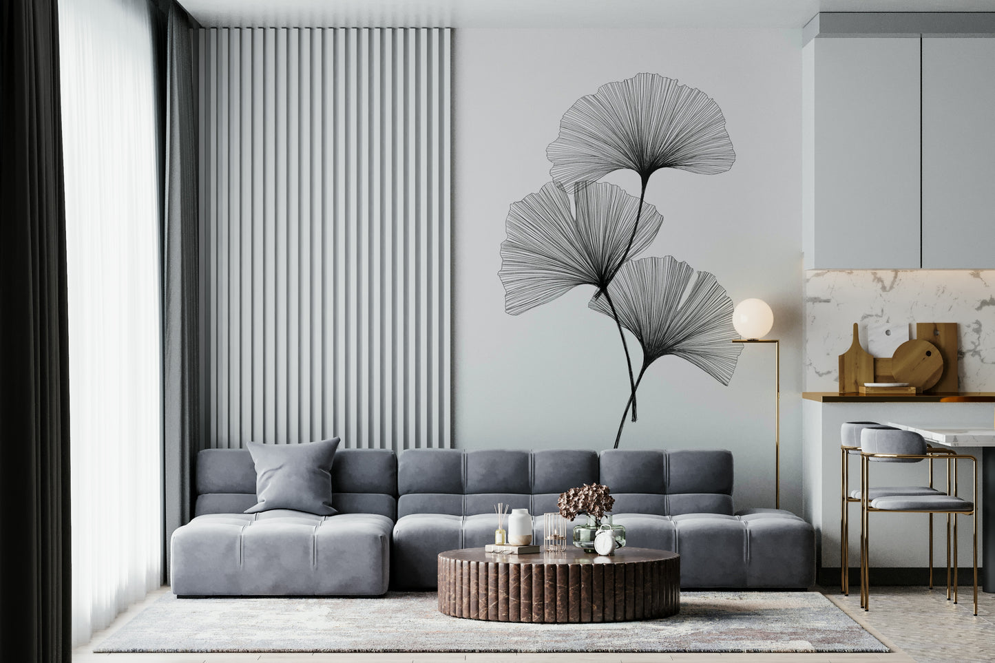 Ginkgo Line Wall Mural