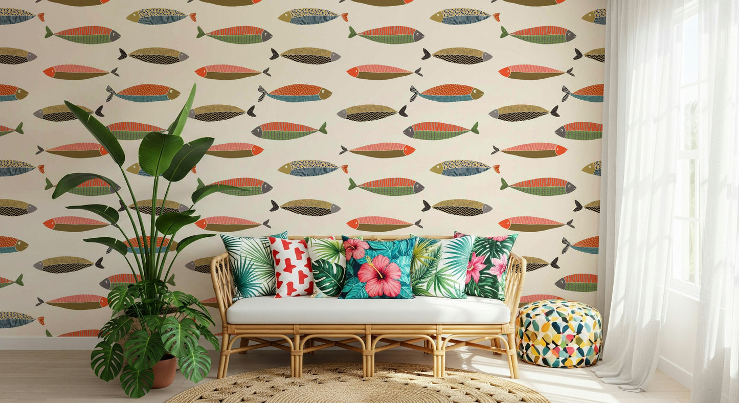 Bunte Fischparade-Tapete