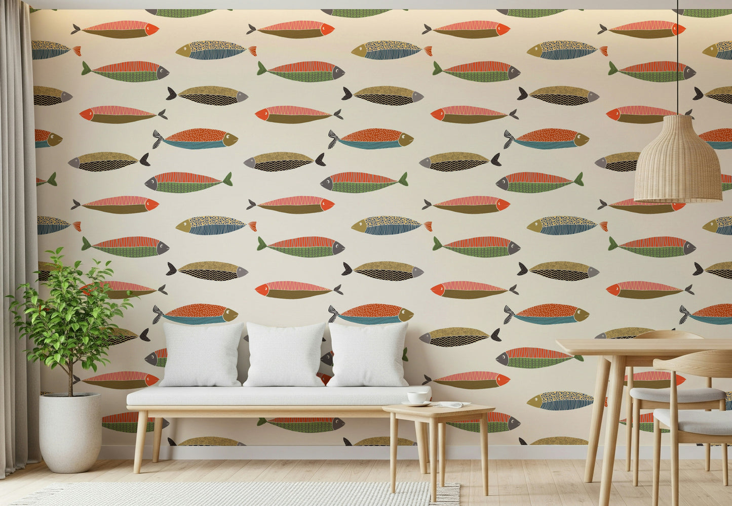 Bunte Fischparade-Tapete