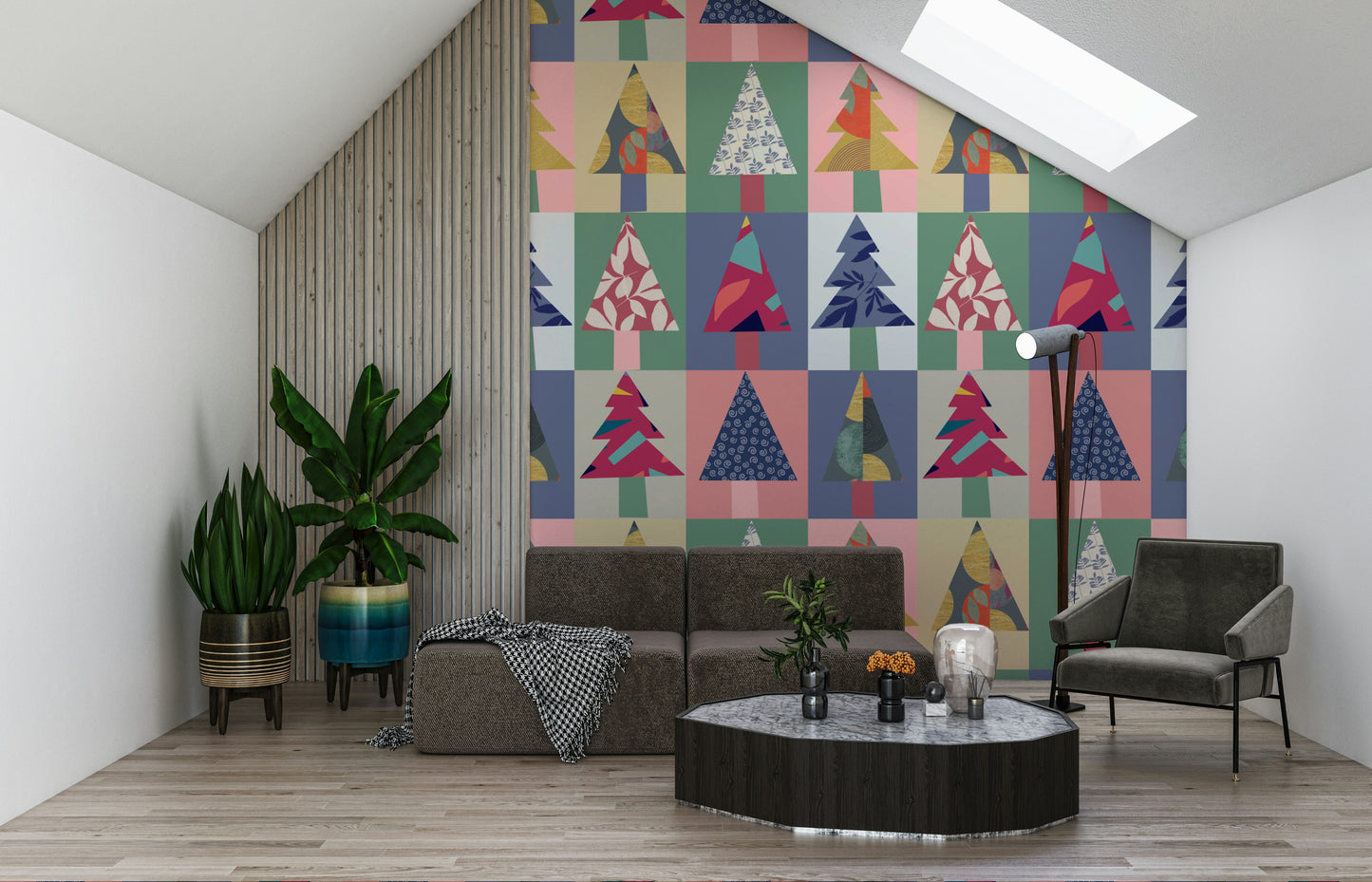 Papier peint Forêt festive