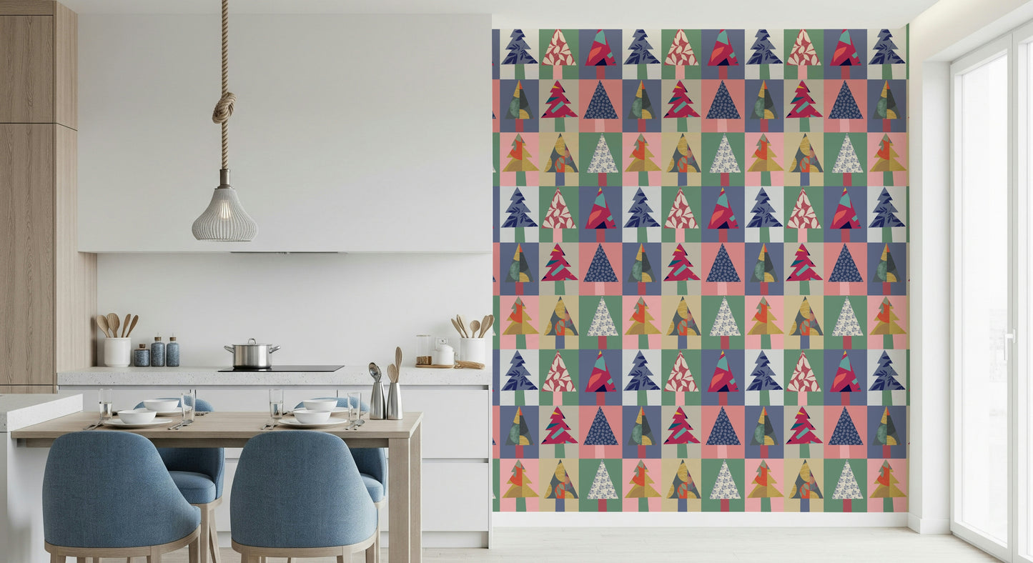 Papier peint Forêt festive