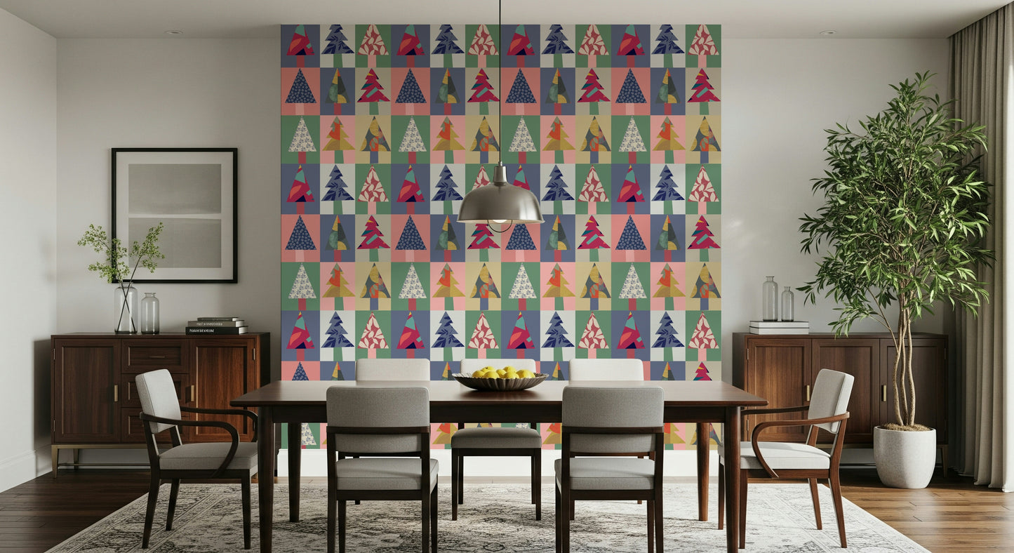 Papier peint Forêt festive