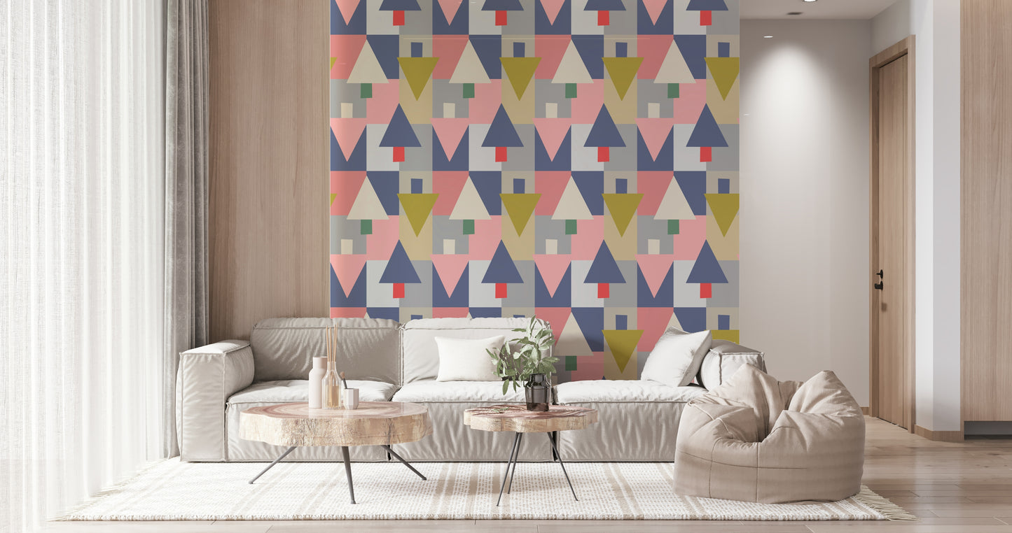 Papier peint Harmonie de forêt géométrique