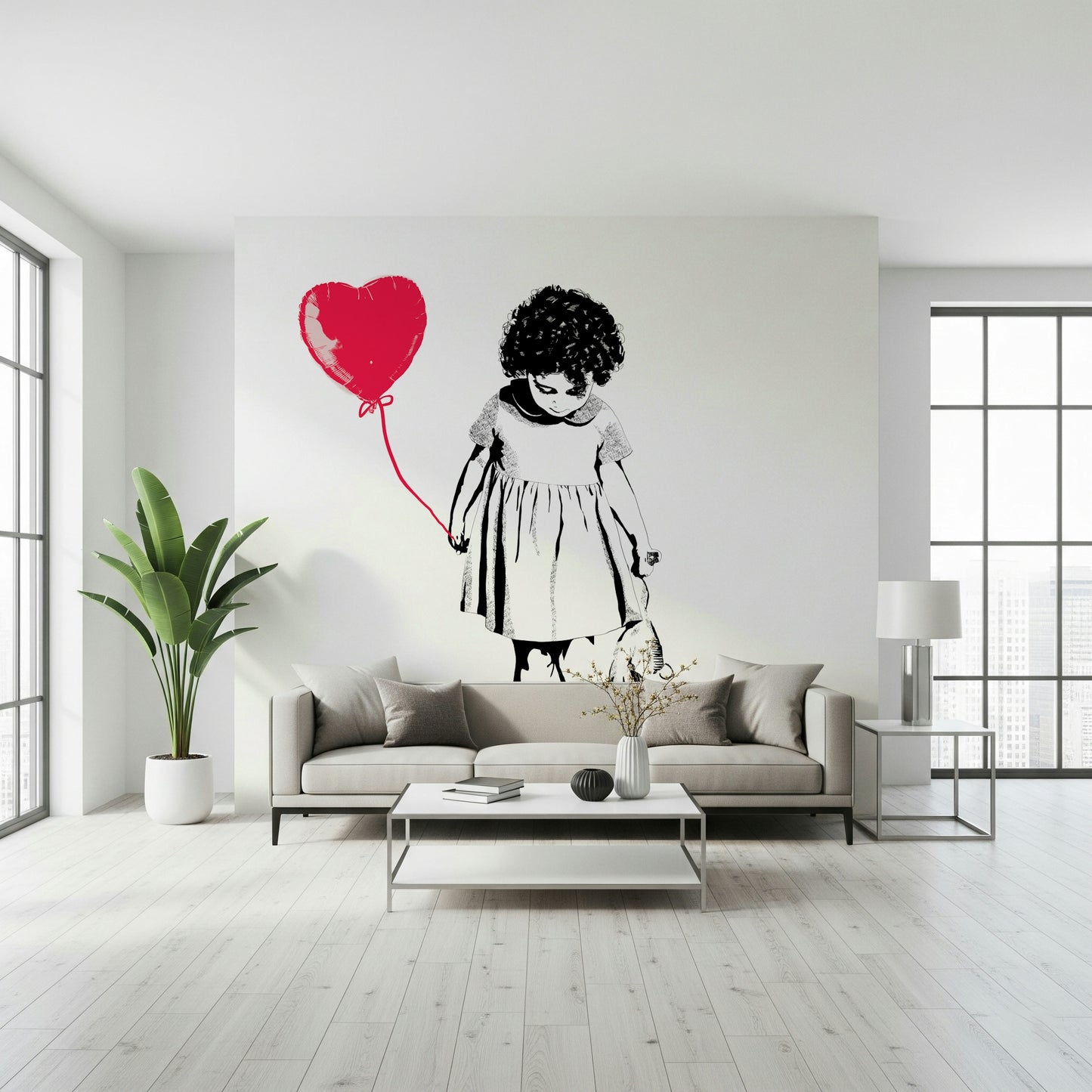 Fresque murale « Fille aux ballons »
