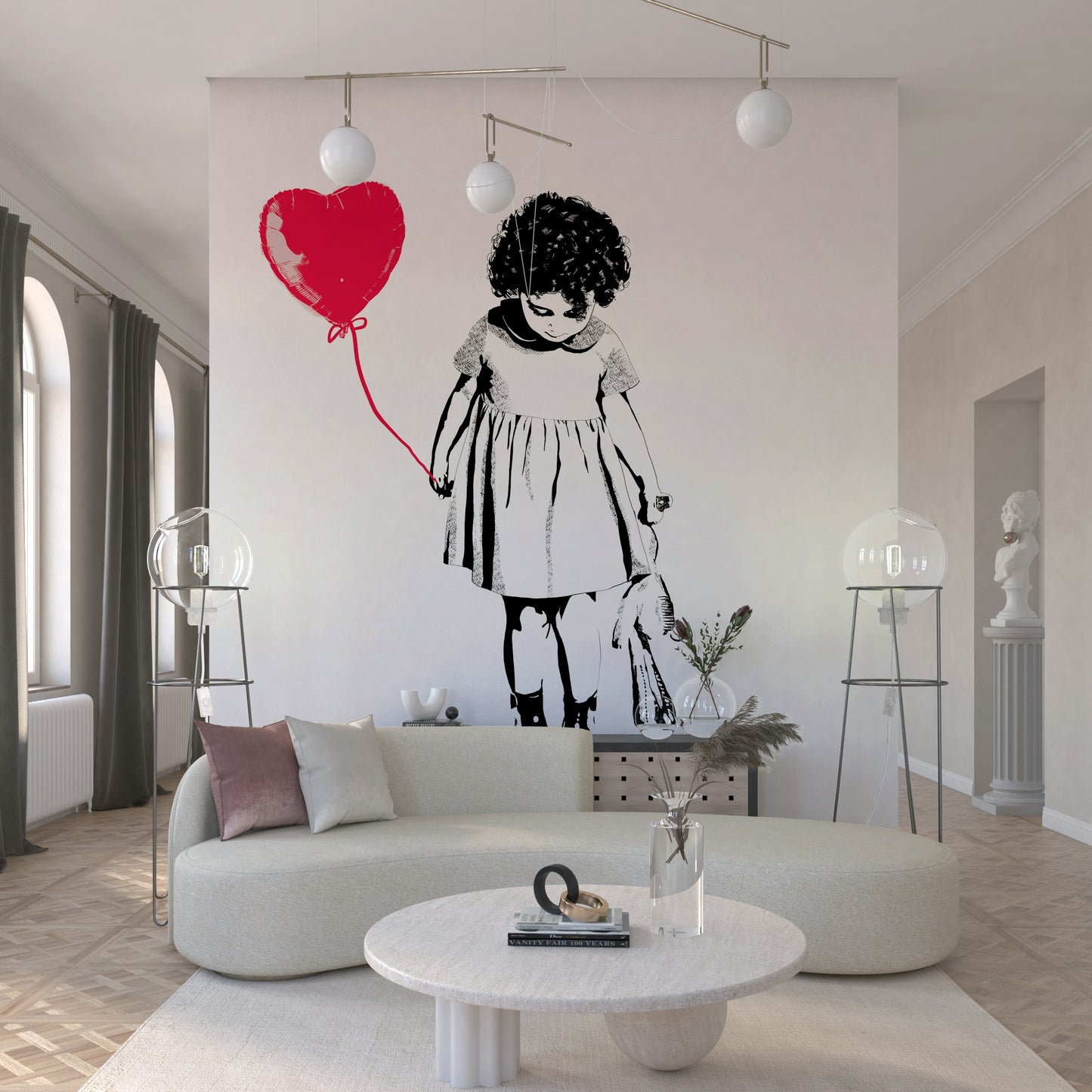 Fresque murale « Fille aux ballons »