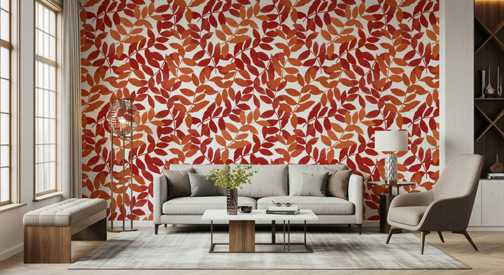 Papier peint à feuilles rustiques