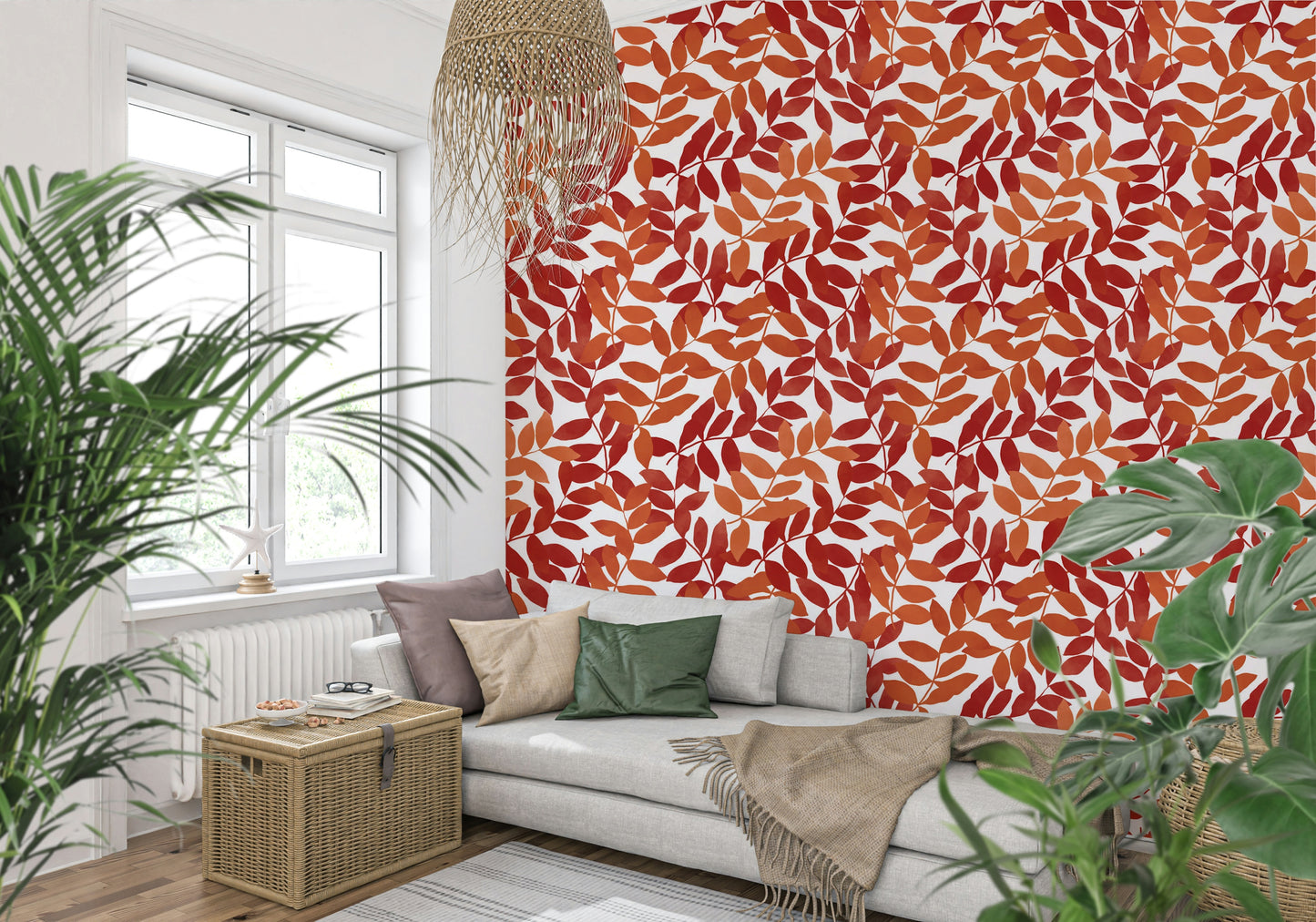 Rustikale Blättertapete