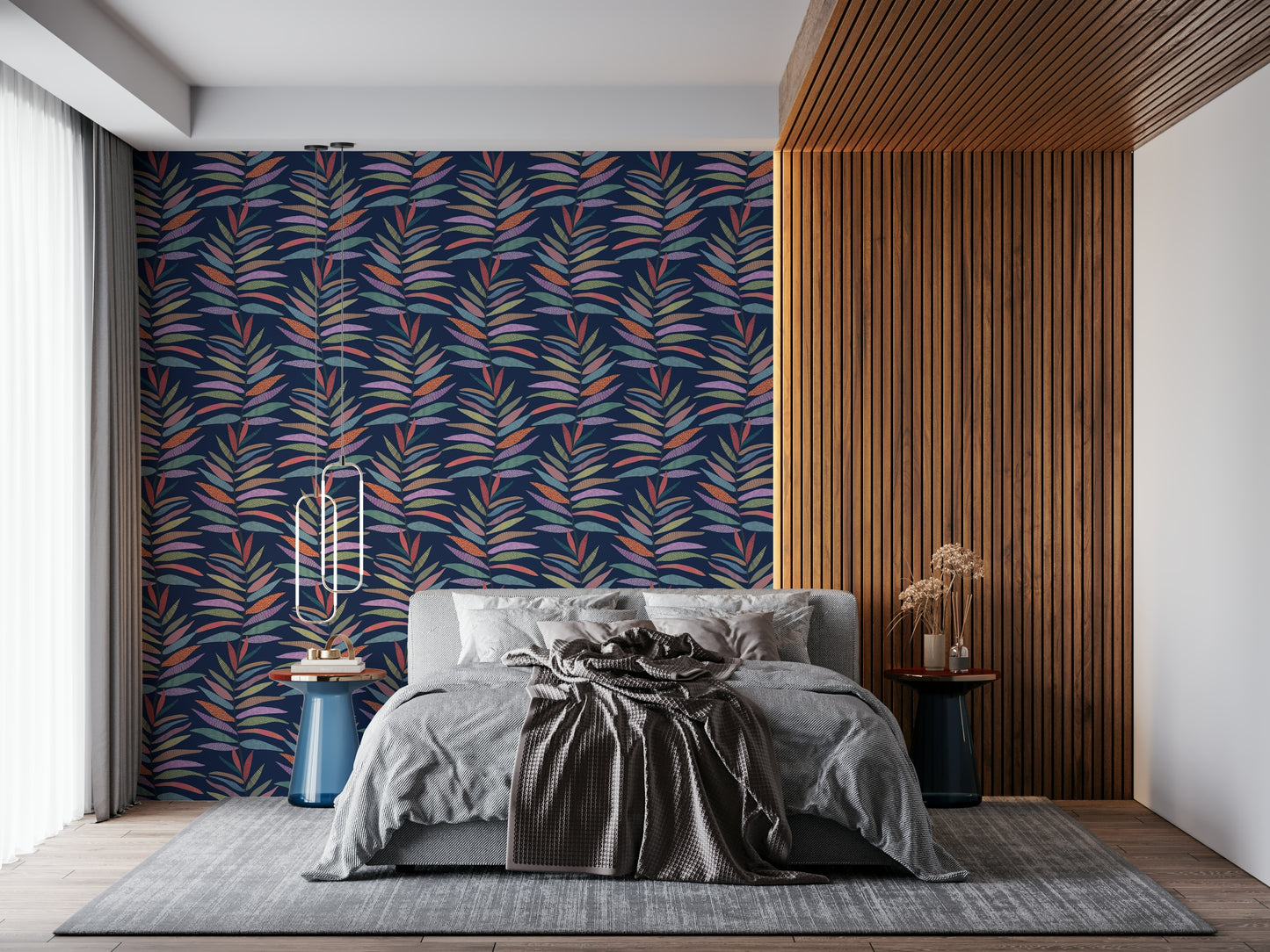 Tapete mit botanischem Rillenmuster