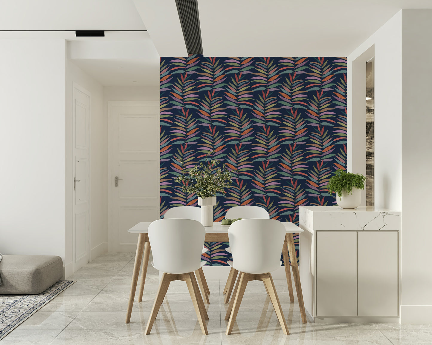 Tapete mit botanischem Rillenmuster