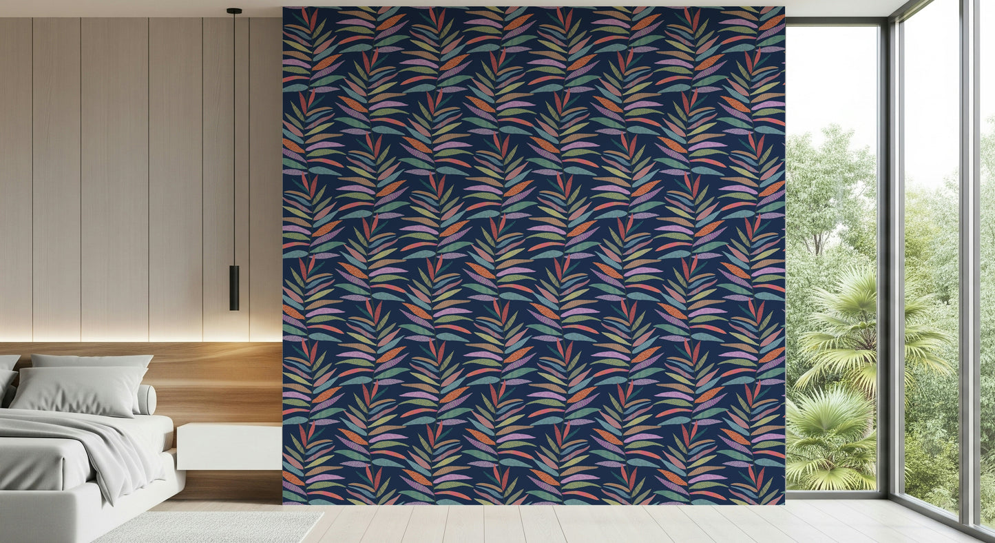 Tapete mit botanischem Rillenmuster