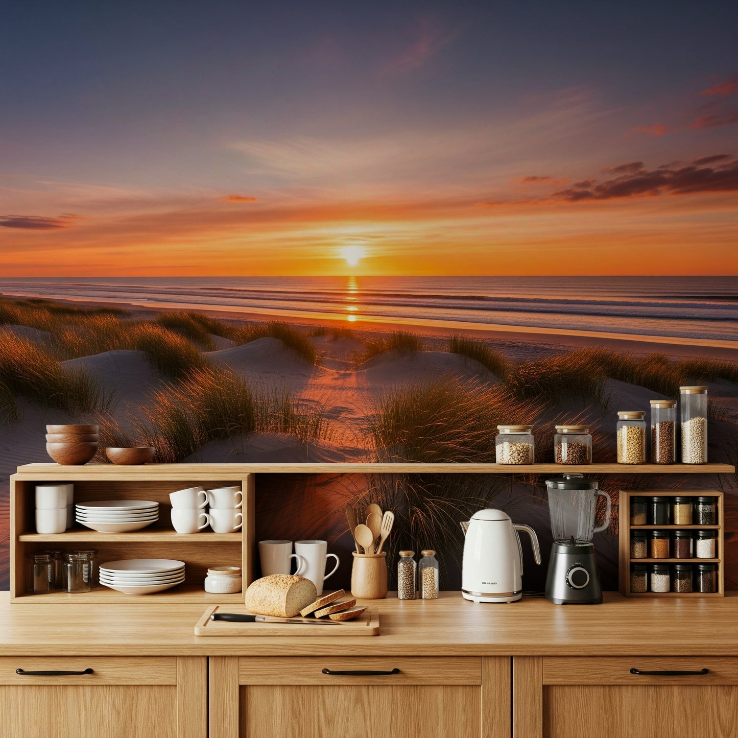 黄金の砂丘の夜明けの壁画