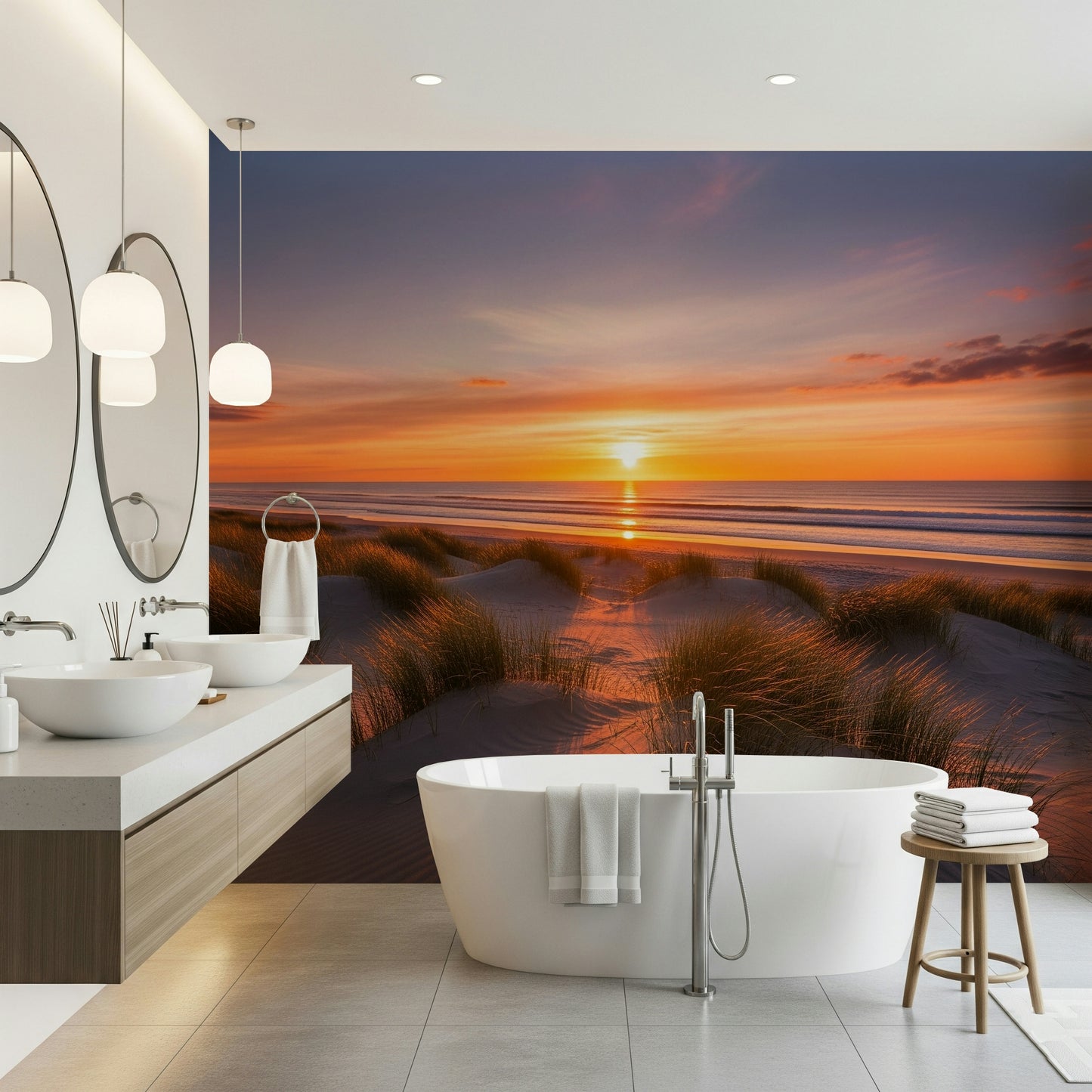 黄金の砂丘の夜明けの壁画